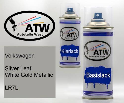 Volkswagen, Silver Leaf White Gold Metallic, LR7L: 400ml Sprühdose + 400ml Klarlack - Set, von ATW Autoteile West.